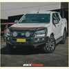White chevrolet colorado ute with black rockarmor elite bullbar and four offroad lights for 4wd use