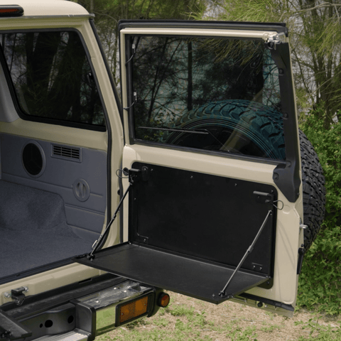 Rockarmor Rear Door Dropdown Table & Pantry — Toyota 70 Series