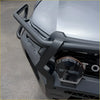 Black metal Rockarmor gt hoop bullbar combo pack with round auxiliary light for Toyota Hilux widebody 4wd ute offroad