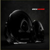 Black rockarmor motorcycle helmet with glossy finish and white logo, perfect for 4wd and offroad adventures
