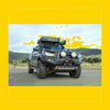 Black rugged off-road isuzu dmax with rockarmor gt hoop steel bullbar full bar replacement and roof rack