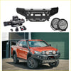 Black metal rockarmor gt hoopless bullbar with integrated led lights and mounting points for off-road isuzu dmax pickup