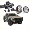 Black ford ranger ute with rockarmor gt steel hoop bullbar combo and rugged offroad 4wd front bumper guard