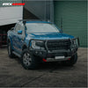 Blue ford ranger 4wd ute with black rockarmor steel hoop bullbar combo pack for offroad toughness