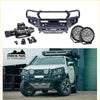 Black metal front bumper with integrated led lights and winch mount for offroad 4wd ute mazda bt50 2020+