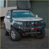 White toyota land cruiser prado 150 series 2018 with black rockarmor gt steel hoop bullbar combo pack for 4wd offroad ute