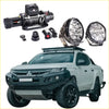Black and silver steel hoopless bullbar combo pack with led headlights winch and remote for mitsubishi mr triton ute 4wd offroad