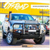 Black rugged rockarmor premium bullbar with circular headlights and led light bar for mitsubishi triton 4wd ute offroad