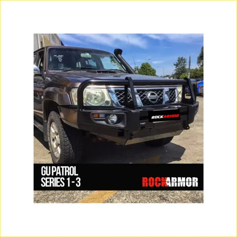 Black rockarmor premium steel bullbar front bumper guard for nissan patrol gu1 97 09 04 offroad 4wd ute use