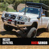 White nissan patrol gu4 with rockarmor premium steel bullbar full bar replacement for offroad 4wd and ute use
