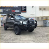 Black toyota hilux ute with rockarmor premium steel bullbar and roof rack perfect for offroad 4wd adventures