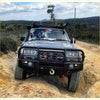 Black toyota land cruiser with rockarmor premium steel bullbar full bar replacement perfect for 4wd offroad use
