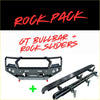 Black gt bullbar with integrated rock sliders in textured metal for mitsubishi triton mq 4wd ute offroad use
