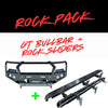 Black gt hoop bullbar with integrated rock sliders in sturdy metal for offroad 4wd ute toyota landcruiser 76 78 79