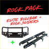 Black metal elite hoop bullbar with integrated headlights and rock sliders for 4wd offroad toyota prado 150 ute