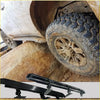 Black textured rockarmor side step with metal brackets for prado 150 4wd ute offroad protection