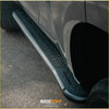 Black diamond plate textured rockarmor rock sliders side step with red branding for 4wd ute offroad prado 150 2009-2024