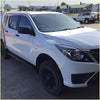 White mazda bt-50 ute with black rockarmor steel rockslider side steps perfect for 4wd offroad use