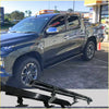 Black diamond plate rockarmor steel rockslider side step with chrome accents and mounts for mitsubishi triton ute 4wd offroad