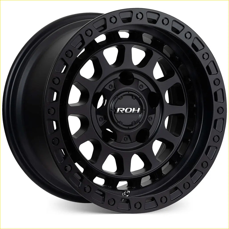 Black matte roh alloy assault wheel 17x9 with rugged multi-spoke design and bold cutouts in 6x139.7 bolt pattern