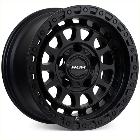 Black matte finish roh alloy assault 17x9 wheel with rugged multi-spoke design and bold cutouts for 6x139.7 bolt pattern