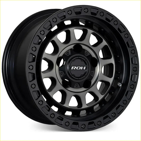 Black roh alloy assault off-road wheel with matte black finish aggressive machine face design 17x9 6x139.7 offset 0