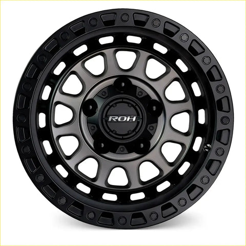 Black roh alloy assault wheel with matte black finish and intricate machine face spoke design in 17x9 size