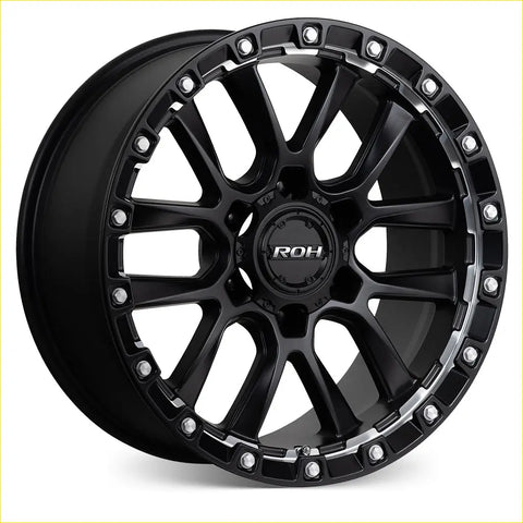 Black roh alloy havoc wheel with matt black finish rugged multi spoke design and silver accent bolts