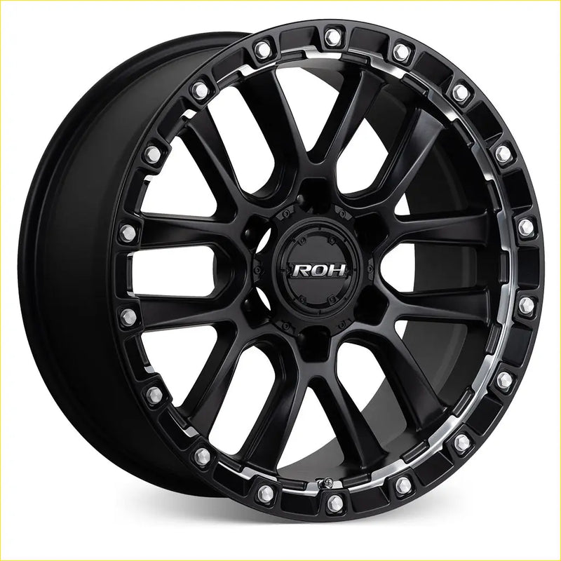 Black roh alloy havoc wheel with matt black finish rugged multi spoke design and silver accent bolts