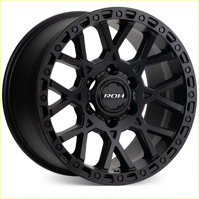 Black roh crawler alloy wheel with rugged multi-spoke design and matte finish 17x9 6x139.7 40 offset