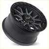 Black matte-finished roh raid alloy wheel with rugged multi-spoke design and embossed lettering on the black lip rim