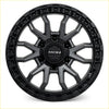 Black roh raid alloy wheel with rugged multi-spoke design and textured rim in matt gunmetal black lip 17x9 6x139.7 12 offset