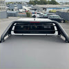 Black metal roll bar sport bar with textured gray tonneau cover on back side for mazda bt-50 2012-2020 truck bed