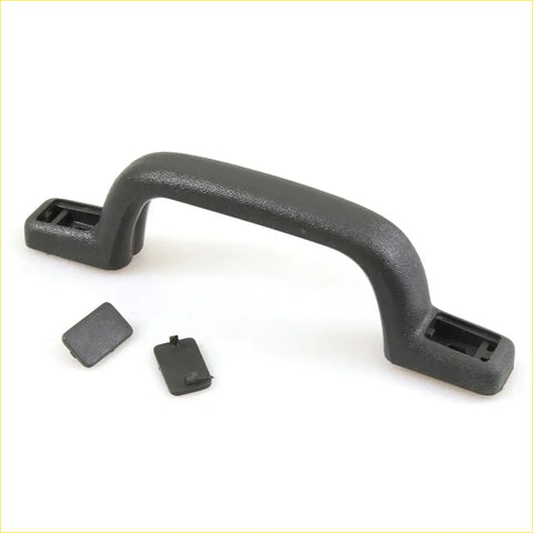 Black plastic roof grab handle with two matching caps for toyota hilux mighty 1988-1997 shown from back side