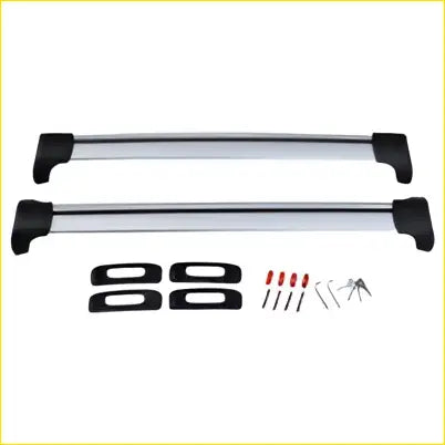 Silver aluminum roof rack cross bar with black plastic end caps and mounting hardware fit for ford territory 2004 to 2016 lockable
