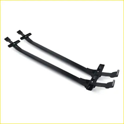 Black metal roof rack cross bar set with adjustable arms and secure clamps for toyota corolla ae112r sedan hatchback