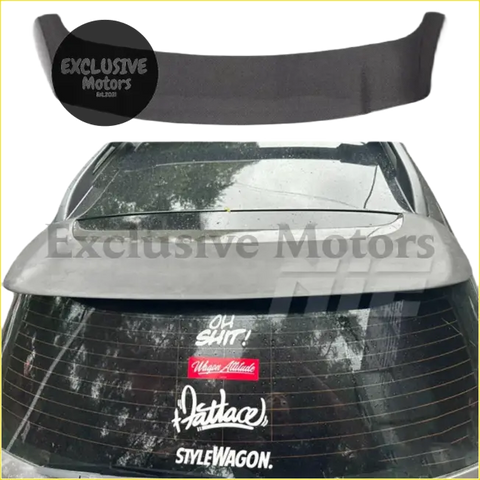 Black carbon fiber rear roof spoiler for mazda 6 wagon 2006-2008 shown from the back side