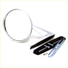 Chrome finished round door mirror with angular mount and hardware for dodge charger classic car side view
