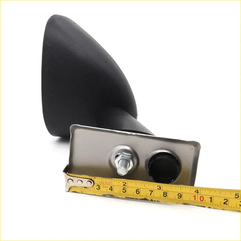 Black plastic round fender car side mirror with metallic bracket for toyota hilux 1972-1998 shown from back side