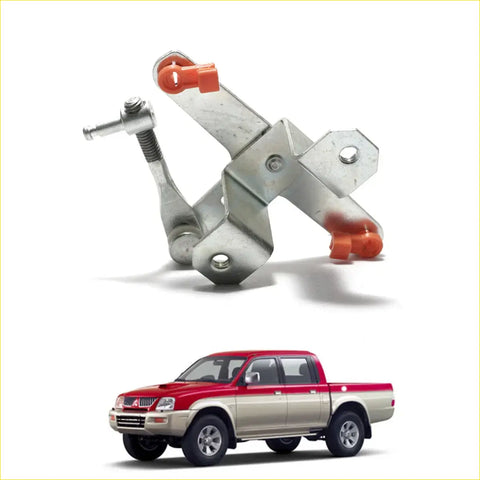 Back side of silver metal rr gate door handle with orange plastic connectors for mitsubishi triton l200 1996-2006