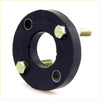 Black rubber hubcentric ring with three hex bolts and threaded shafts for rubber coupling steering shaft nissan 720 d21