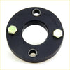 Black cast iron flange with three hex bolts and two holes for rubber coupling steering shaft on nissan 720 d21 king cab