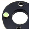 Black cast iron wheel hub adapter with a green hex bolt for rubber coupling steering shaft nissan 720 d21 king cab