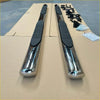 Shiny chrome running board 4 inch oval stainless steel side step rails with black rubber grip pads for ranger double cab