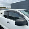 Black plastic window visors installed on a white ford ranger px1 px2 px3 2012-2021 super cab truck