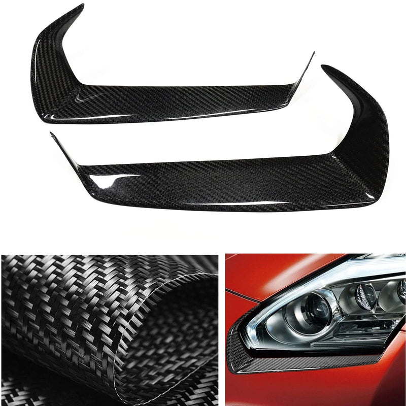 Nissan GTR R35 2 x Carbon Fiber Headlight Eyebrow Covers (2008-2016)