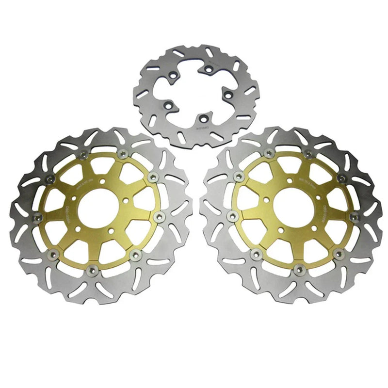 Suzuki GSXR 600 / 750 (2004-2005) 3 x PCS Steel Brake Discs Rotors Pads