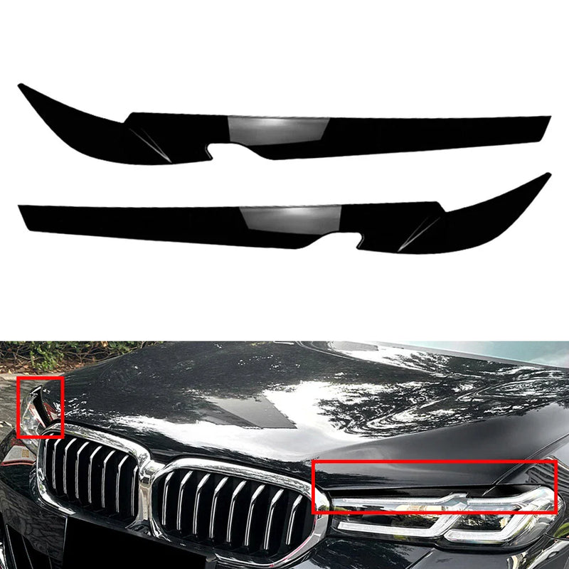 BMW 5 Series G30 G31 M5 F90 Glossy Black Headlight Eyebrow Covers (21-23)
