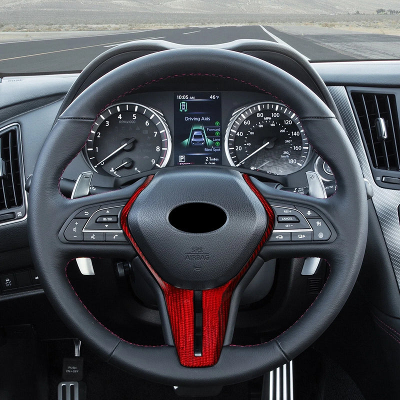 Infiniti Q50 Q60 Red Carbon Fiber Steering Wheel Cover (2017-2023)