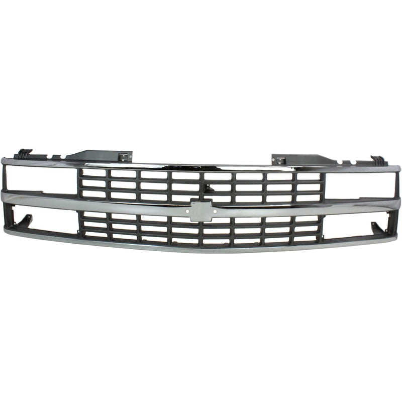 Grille For 1988-93 Chevy C K 1500 Chrome Shell With Black